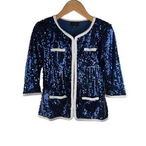 Vintage Iman Jacket Embroidered Blue Sequins Sequined Coat